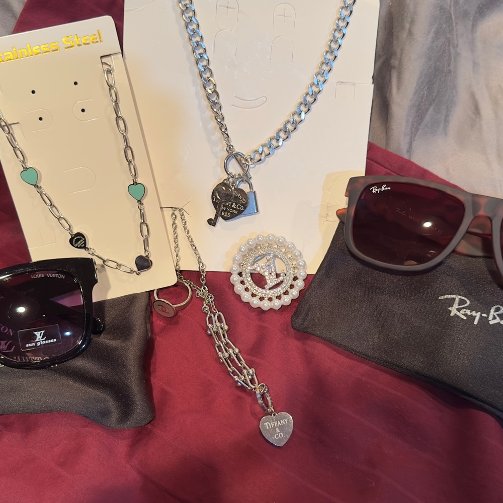 Tiffany & Co. Silver Necklaces and Sunglasses Bundle